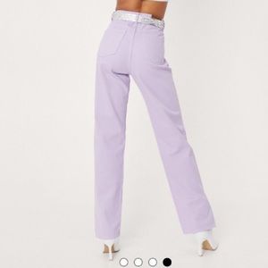 Split Hem High Waisted Straight Leg Jeans